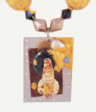 Braque necklace with fair trade focal bead made of recycled paper on the focal point