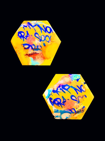 HEXAGON GRAFFITI EARRINGS